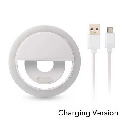 Mini lumină inel pentru selfie Iluminare pentru selfie cu LED de încărcare USB pentru iPhone Samsung Xiaomi Live Makeup Lampă pentru selfie cu lentile pentru telefon mobil