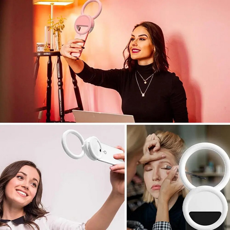 Pašbildes gredzena gaisma par 180° pagriežama, elastīga 40 LED pašbildes aizpildīšanas gaisma ar fiksētu klipsi grima tiešraidei