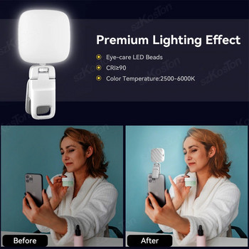 Επαναφορτιζόμενο μαλακό φως selfie για κάμερα τηλεφώνου φορητό φορητό υπολογιστή 1000 mAh Φορητό κλιπ LED τηλεφώνου για συνέδριο μακιγιάζ Vlog TikTok