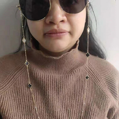 Brilles Ķēdes Pērlītes Kristāla Četru Lapu Šarms Briļļu turētājs Siksniņas Saulesbrilles Stiprinājums Sieviešu Kakla Maska Piekaramā Virve