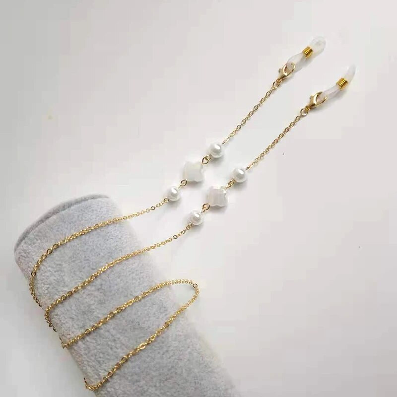 Brilles Ķēdes Pērlītes Kristāla Četru Lapu Šarms Briļļu turētājs Siksniņas Saulesbrilles Stiprinājums Sieviešu Kakla Maska Piekaramā Virve