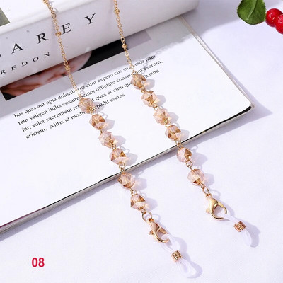 Bohēmijas kristāla pērlīšu briļļu ķēdes štropes Sejas maska ķēdes turētājs briļļu virve Saulesbrilles auklas kakla siksna dāvana sievietēm