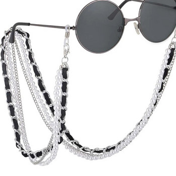 1Pcs New Arrival Fashion Pearl Leather Glasses Chain Trending Πολυτελής Χρυσή Ασημένια Θήκη Γυαλιών Κορδόνι Ιμάντες Αλυσίδα λαιμού