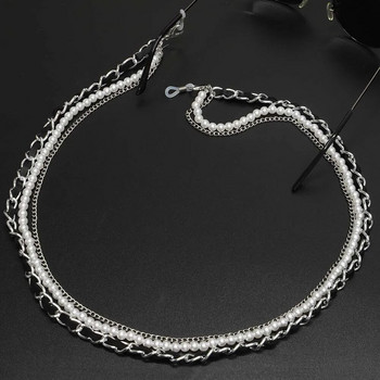 1Pcs New Arrival Fashion Pearl Leather Glasses Chain Trending Πολυτελής Χρυσή Ασημένια Θήκη Γυαλιών Κορδόνι Ιμάντες Αλυσίδα λαιμού