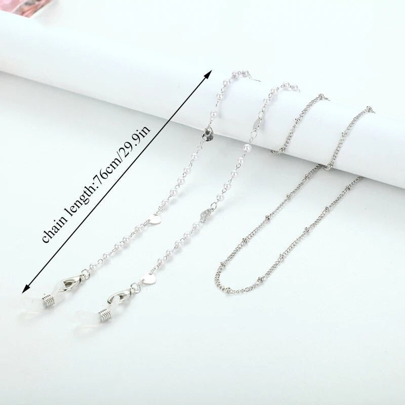 Sudraba Persiku Sirds Brilles Ķēdes Maska Piekarināma Ķēde Metāla Brilles Ķēde Sieviešu Saulesbrilles Auklas Auklas Virves brillēm