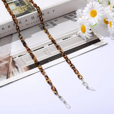 Bohemia Amber Acrylic Glasses Chain Women Leopard Resin Largand Chain για γυαλιά ηλίου Hold Straps Κορδόνια Αξεσουάρ