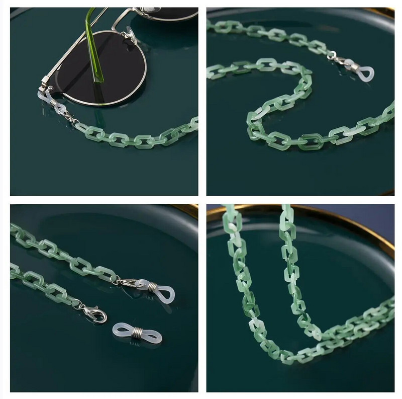 Bohemia Amber Acrylic Glasses Chain Women Leopard Resin Largand Chain για γυαλιά ηλίου Hold Straps Κορδόνια Αξεσουάρ