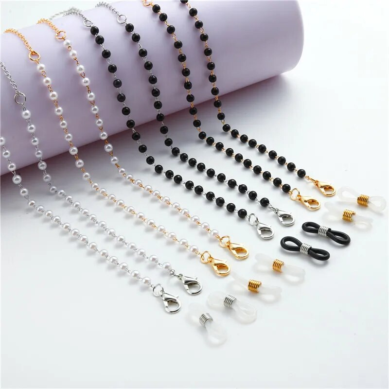 Modes Lasīšanas brilles Ķēdītes Pērļu Ziedu Brilles Piekarināmas Virves Anti-Lost Briļļu maska Štrope Sieviešu Saulesbrilles Brilles Ķēdīte