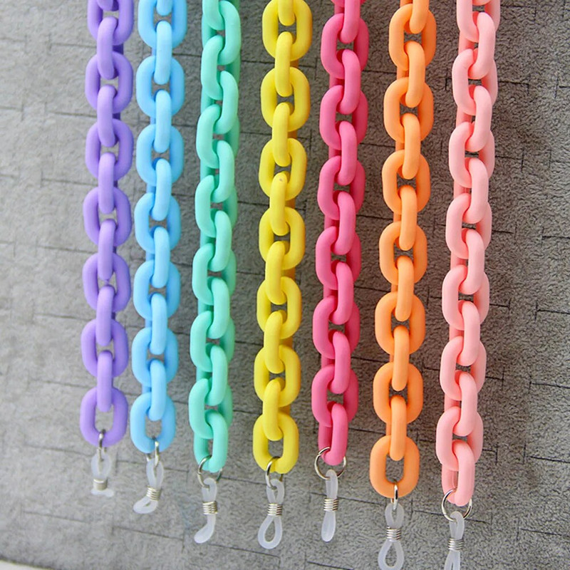 Uus mood Matte kommivärvi akrüülprillid kett päikeseprillid rihmapaelad šikid prillid naiste mehed kaelaketid hoidiku nöörid