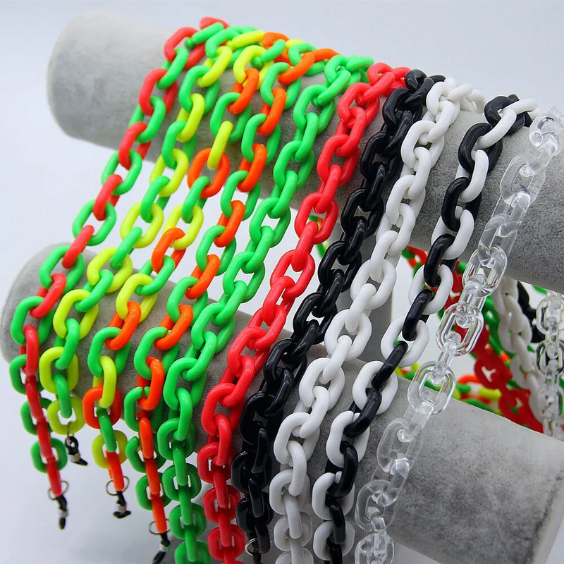 Uus mood Matte kommivärvi akrüülprillid kett päikeseprillid rihmapaelad šikid prillid naiste mehed kaelaketid hoidiku nöörid