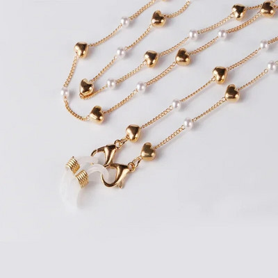 Daudzfunkcionāls masku briļļu turētājs Pearl Star pret pazaudēšanu virves ķēde Retro Pearl Love fāzēm kaklarota Brilles ķēdes aukla
