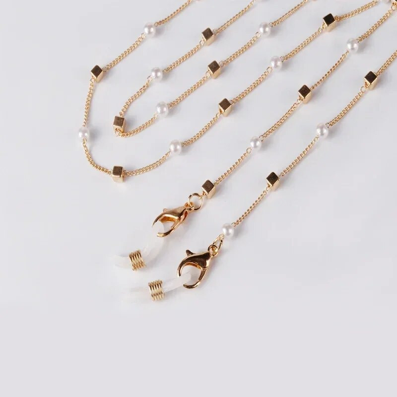 Daudzfunkcionāls masku briļļu turētājs Pearl Star pret pazaudēšanu virves ķēde Retro Pearl Love fāzēm kaklarota Brilles ķēdes aukla