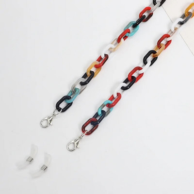 Akrila brilles ķēde vintage saulesbrilles štrope Sejas maska Divreiz lietojama neslīdoša briļļu siksnas Izturīga briļļu vads daudzkrāsains