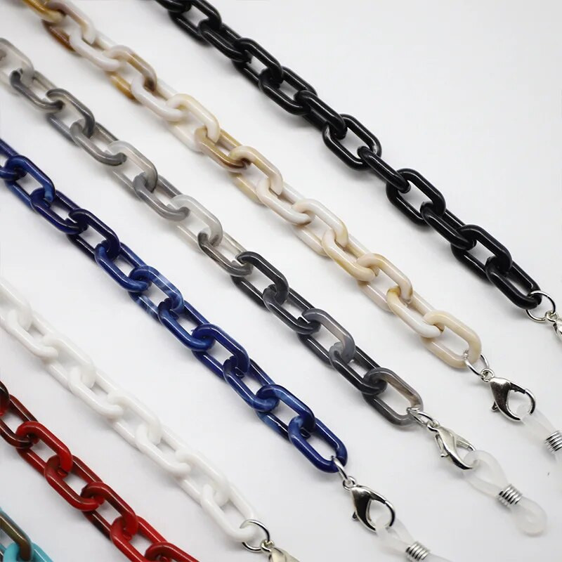 Akrila brilles ķēde vintage saulesbrilles štrope Sejas maska Divreiz lietojama neslīdoša briļļu siksnas Izturīga briļļu vads daudzkrāsains