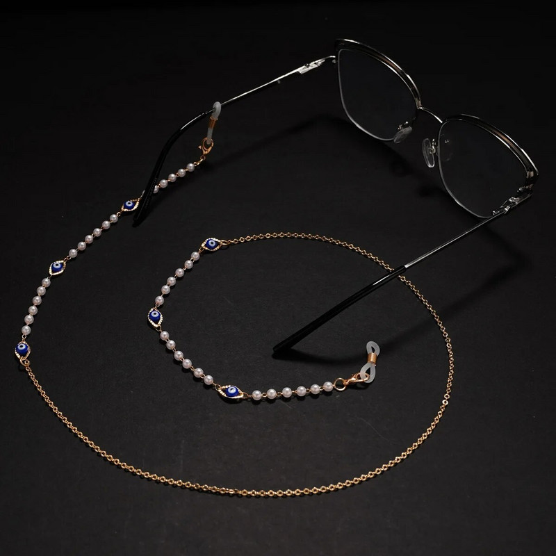 Jauna modes Bohemia Brilles Ķēdes Jauki Saulesbrilles Virves Zila Evil Eye Maska Vads Zelta Krāsa Metāla Briļļu Siksnas Rotaslietas