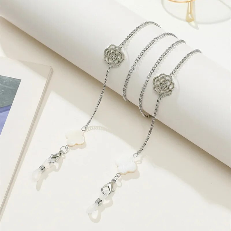 Bohemian Hollow Camellia Flower Brilles ķēdes apvalks ziedu ķēde brillēm Masku ķēde štrope saulesbrilles aksesuāri