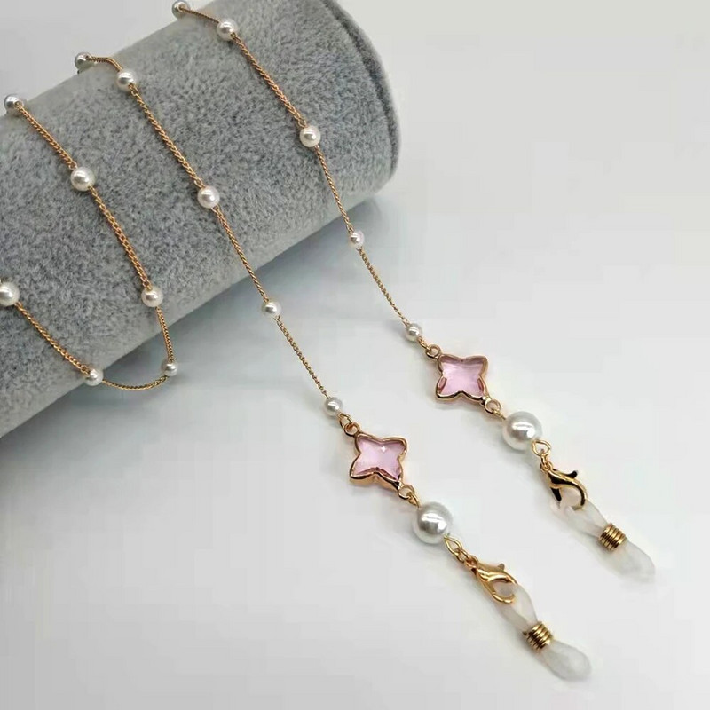 Ženski lanac za naočale, plastična perla u boji srca, kristalni šarm, držač za naočale, držač za naočale za čitanje, remen, maska, uže za vješanje