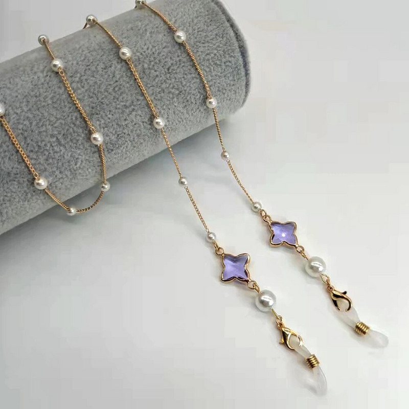 Ženski lanac za naočale, plastična perla u boji srca, kristalni šarm, držač za naočale, držač za naočale za čitanje, remen, maska, uže za vješanje