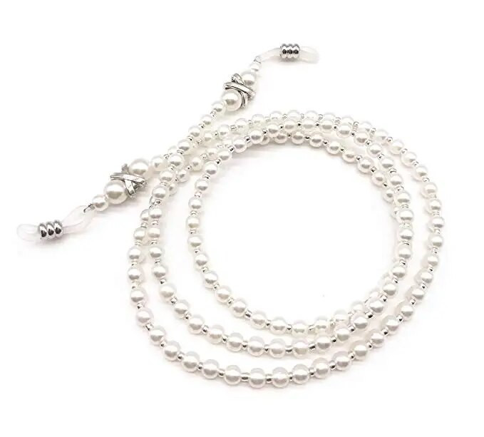 Prillikett valge Väike pärlhelmestega prillikett päikeseprillide hoidja rihm kaelakee