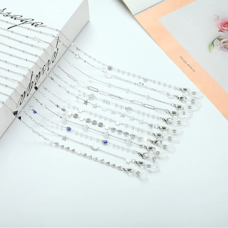 Izvrsni lančići za sunčane naočale srebrne boje Vješalica za masku Traka za vrpcu Biserni cvijet ruže Lanac za naočale Držač maske 2022 Nakit za žene