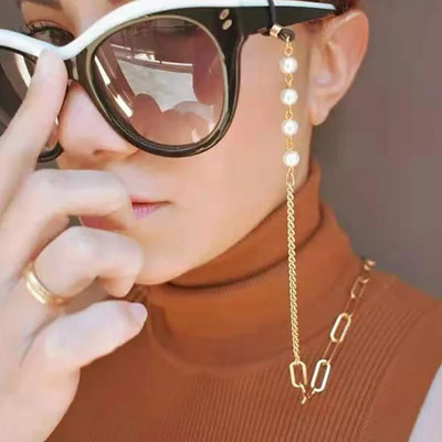 Fashion Pearl Glasses Chain πολύχρωμα στρας Μάσκα Κορδόνι Μεταλλική αλυσίδα γυαλιών ηλίου Anti-lost Hang on Neck Κοσμήματα Αξεσουάρ