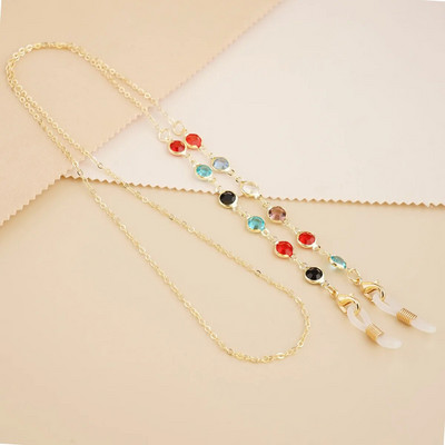 Fashion Pearl Glasses Chain πολύχρωμα στρας Μάσκα Κορδόνι Μεταλλική αλυσίδα γυαλιών ηλίου Anti-lost Hang on Neck Κοσμήματα Αξεσουάρ