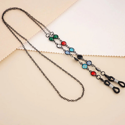 Fashion Pearl Glasses Chain πολύχρωμα στρας Μάσκα Κορδόνι Μεταλλική αλυσίδα γυαλιών ηλίου Anti-lost Hang on Neck Κοσμήματα Αξεσουάρ