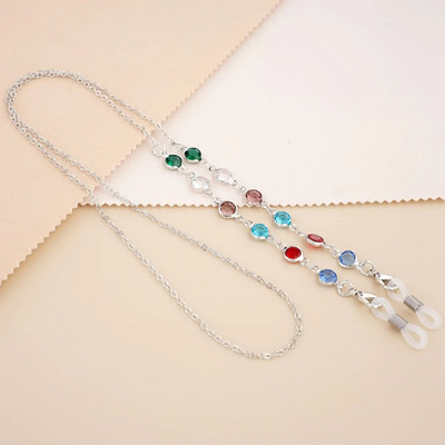 Fashion Pearl Glasses Chain πολύχρωμα στρας Μάσκα Κορδόνι Μεταλλική αλυσίδα γυαλιών ηλίου Anti-lost Hang on Neck Κοσμήματα Αξεσουάρ