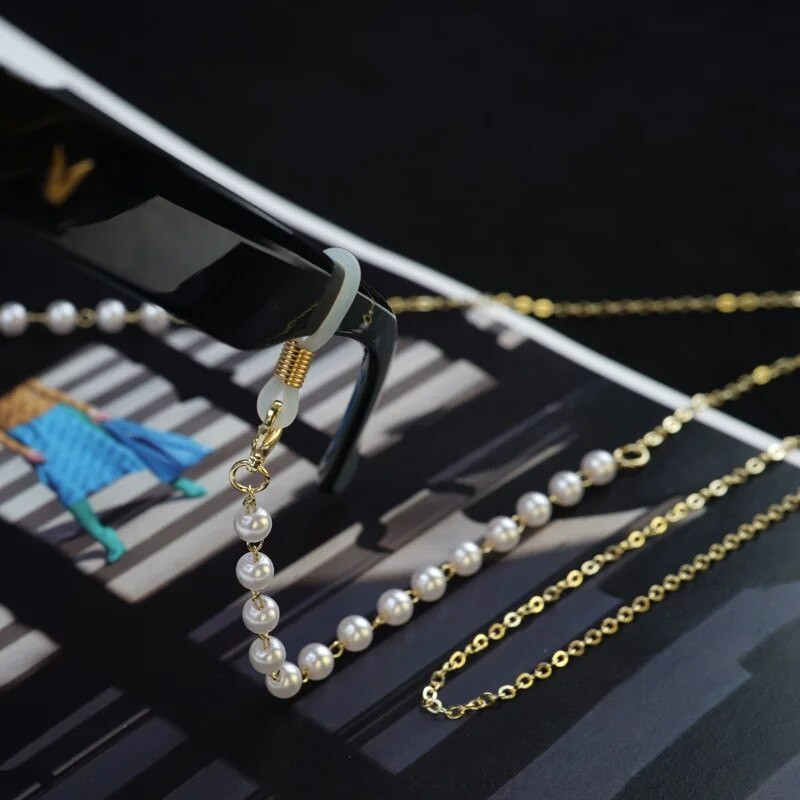 Modes Pērļu briļļu ķēde Krāsains Rhinestones Maska Štrope Metāla saulesbriļļu ķēde Pret pazaudēšanu Kaklā Rotaslietas Aksesuāri
