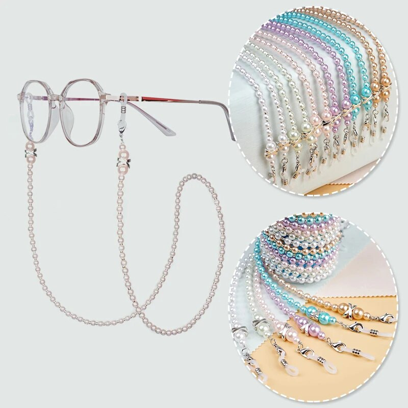 Fashion Pearl Glasses Chain για Γυναικεία Γυαλιά ηλίου Κορδόνι ανάγνωσης Γυαλιά Κορδόνι Μάσκα Αλυσίδα Γυαλιά Γυαλιά πολύχρωμη με χάντρες Αλυσίδα μάσκας