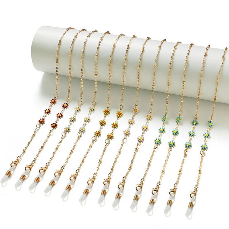 Eļļas piloša krizantēma Metāla Brilles-ķēdītes Maska-virve 2022 Jaunums Modes Saulesbrilles Maskētas Brilles Zelta Ķēdes Virve