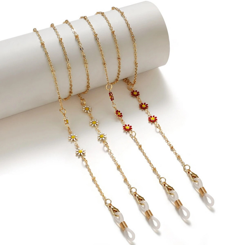 Eļļas piloša krizantēma Metāla Brilles-ķēdītes Maska-virve 2022 Jaunums Modes Saulesbrilles Maskētas Brilles Zelta Ķēdes Virve