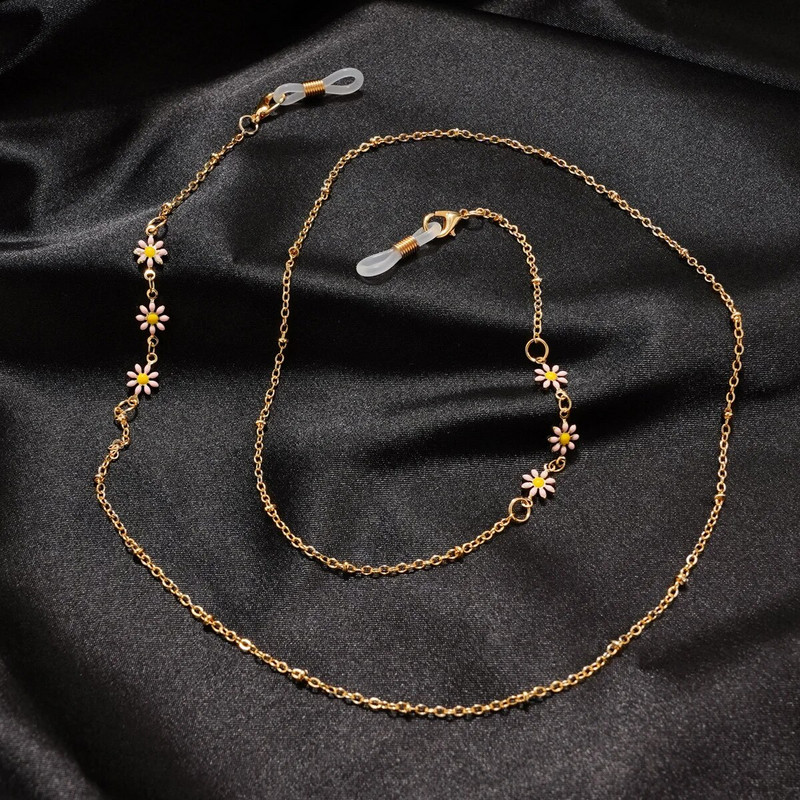 Eļļas piloša krizantēma Metāla Brilles-ķēdītes Maska-virve 2022 Jaunums Modes Saulesbrilles Maskētas Brilles Zelta Ķēdes Virve