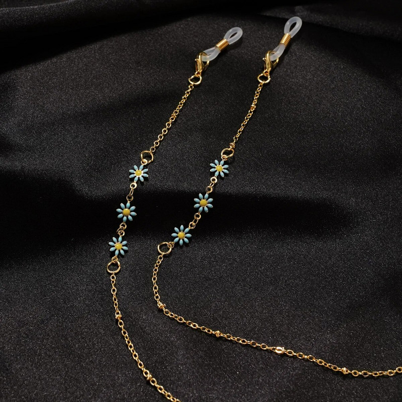 Eļļas piloša krizantēma Metāla Brilles-ķēdītes Maska-virve 2022 Jaunums Modes Saulesbrilles Maskētas Brilles Zelta Ķēdes Virve