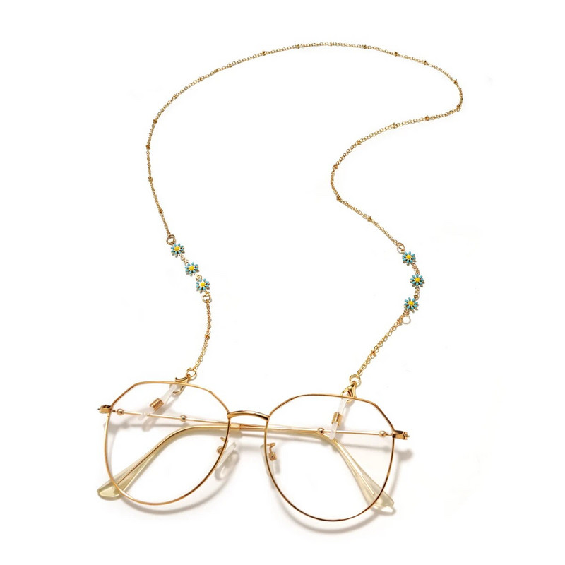 Eļļas piloša krizantēma Metāla Brilles-ķēdītes Maska-virve 2022 Jaunums Modes Saulesbrilles Maskētas Brilles Zelta Ķēdes Virve