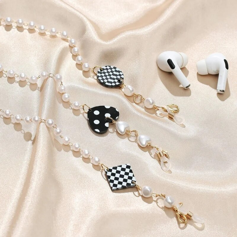 Moodne pärlprillide kett naistele, kaotsiminekuvastane päikeseprillide kaelarihm mask rihmahoidja kaelapael Kaelas riputada prillide kett Ehted