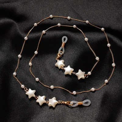 Star Love tauriņa formas brilles ķēdes pērļu kakla maskas virve Saulesbrilles Maskēšanas ķēdītes sievietēm Akrila pērļu kristāla brilles