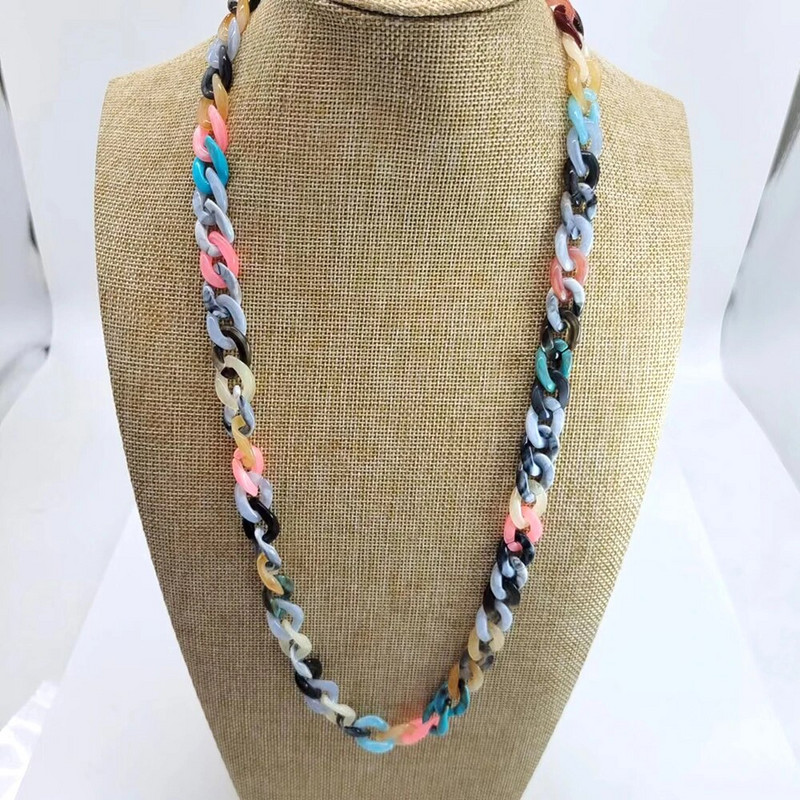 Akrila briļļu ķēdes krāsas tekstūras saulesbriļļu turētājs briļļu stiprinājuma siksna sievietēm meitenēm