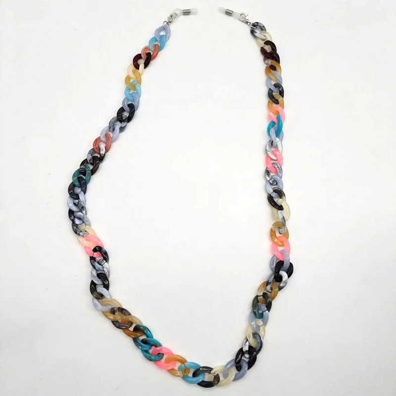 Akrila briļļu ķēdes krāsas tekstūras saulesbriļļu turētājs briļļu stiprinājuma siksna sievietēm meitenēm