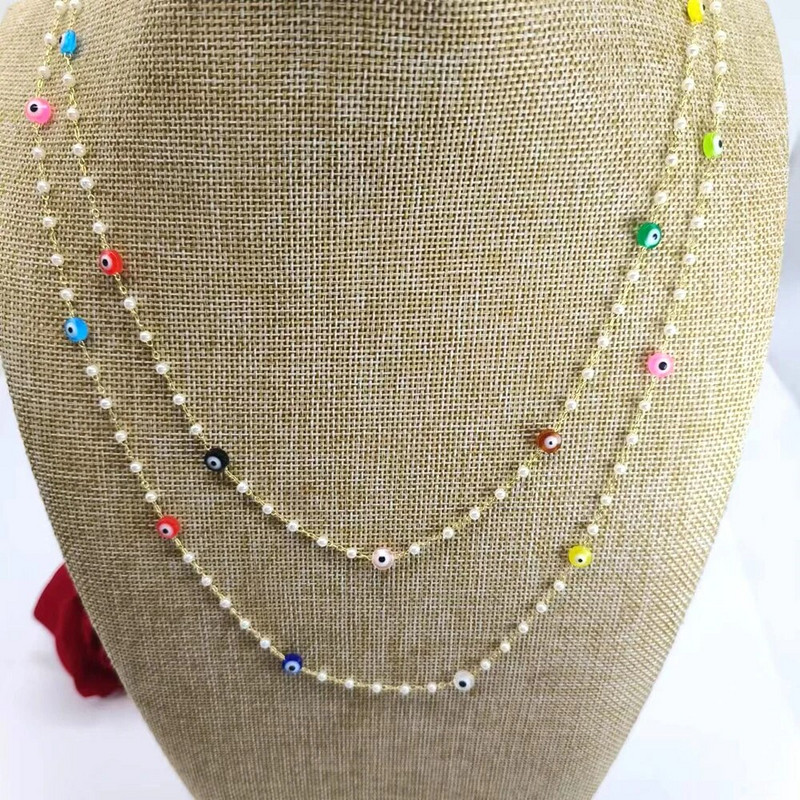 Evil Eye krāsains Lucky Bead briļļu ķēde sievietēm ārpus telpām ikdienas saulesbriļļu aksesuāri kaklarota sejas maskas turētājs štrope