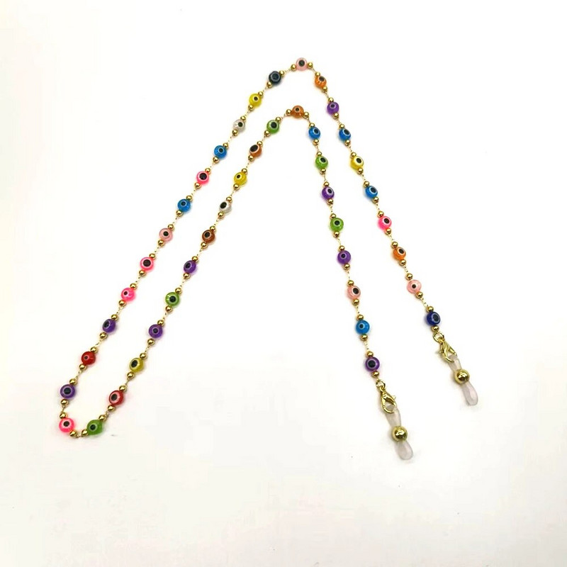 Evil Eye krāsains Lucky Bead briļļu ķēde sievietēm ārpus telpām ikdienas saulesbriļļu aksesuāri kaklarota sejas maskas turētājs štrope