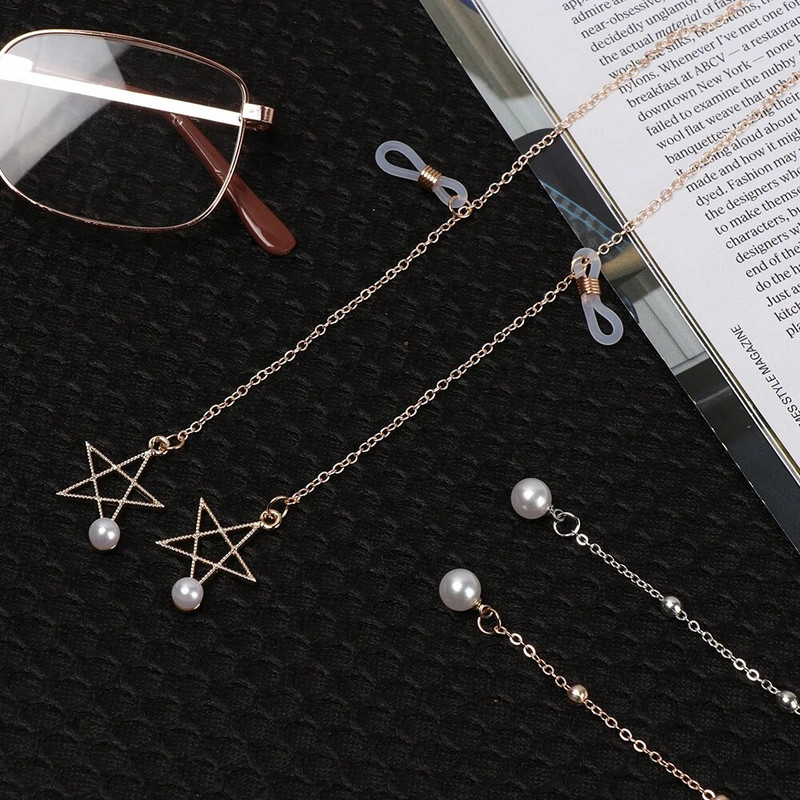 Chic biserni metalni lanac za naočale Neklizajuća vintage vrpca za naočale Držač za naočale za čitanje Traka za oko vrata Uže Lanac za sunčane naočale