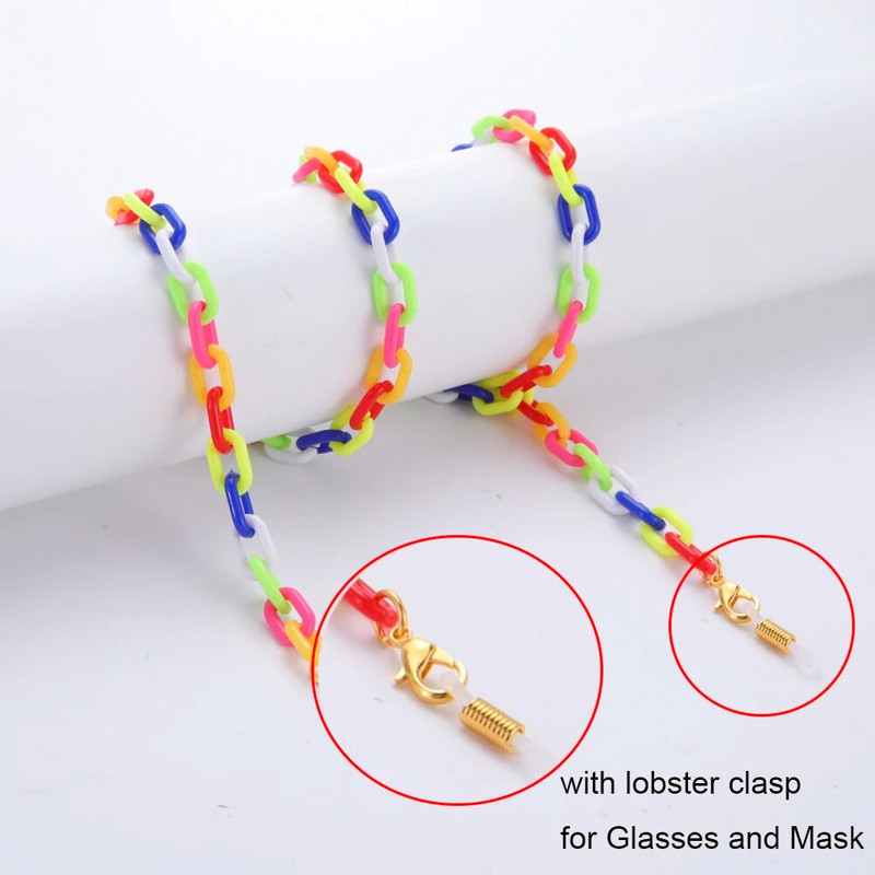 Jauktas krāsas akrila saulesbrilles ķēde sievietēm brilles ķēde brilles siksna brilles aukla maskas turētājs piekārts maska kaklarota aukla