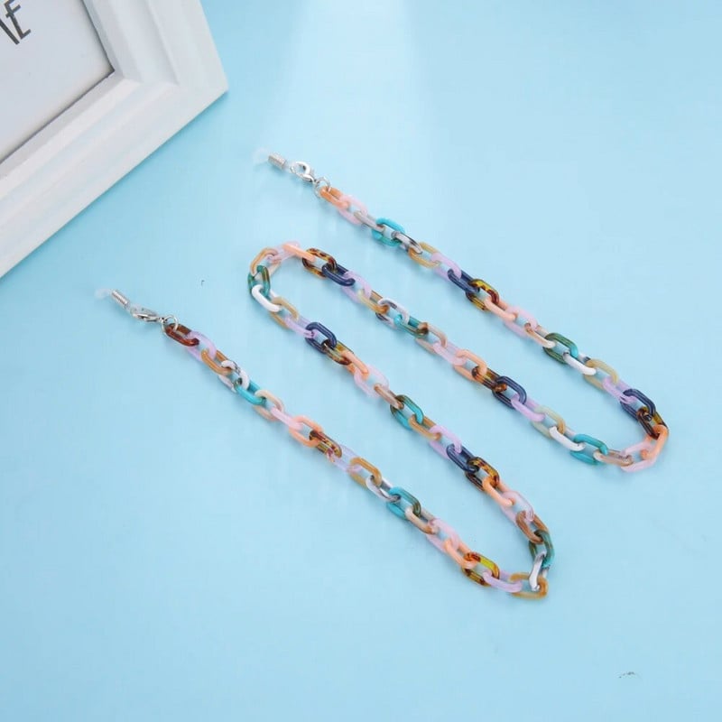 Jauktas krāsas akrila saulesbrilles ķēde sievietēm brilles ķēde brilles siksna brilles aukla maskas turētājs piekārts maska kaklarota aukla