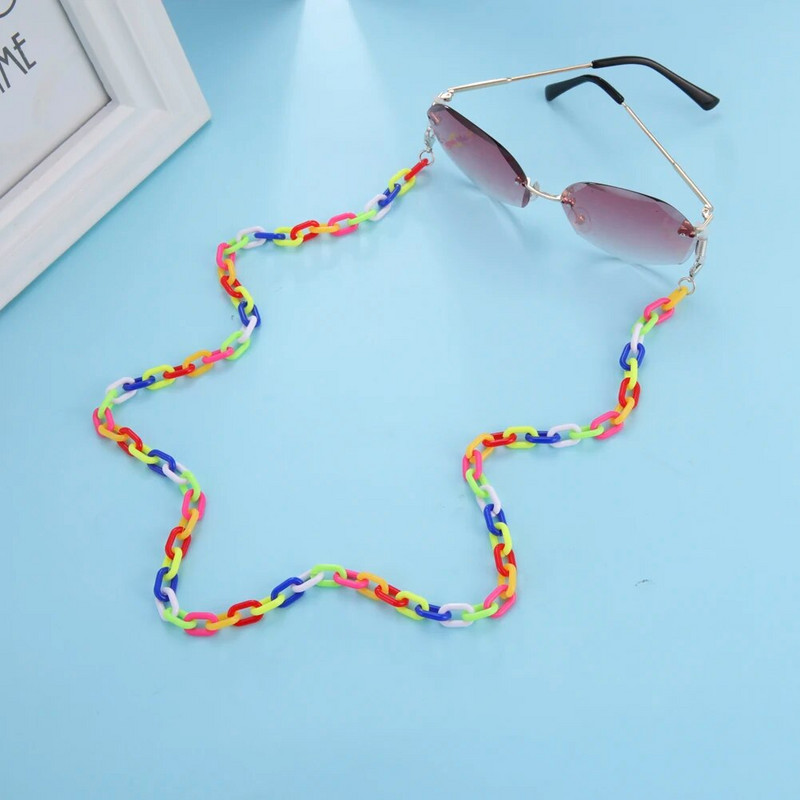 Jauktas krāsas akrila saulesbrilles ķēde sievietēm brilles ķēde brilles siksna brilles aukla maskas turētājs piekārts maska kaklarota aukla