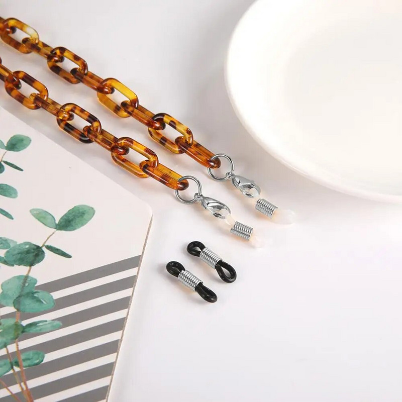 Teamer Leopard akrila brilles ķēde sievietēm vīriešiem sejas maska štrope Modes ķēdes maskai kakla turētājs saulesbrilles siksnas aukla dāvana