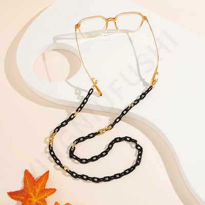 1 kom. 72 cm, modni crno-zlatni akrilni prsten s kopčom, lanac za naočale za žene, dame, ulični protuklizni protuklizni ukrasni lanac za masku