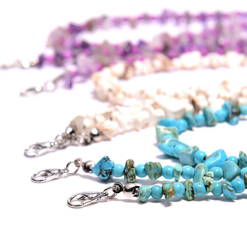 Αλυσίδες γυαλιών ηλίου Natural Gravel Γυναικείες 2021 New Fashion 72cm Amethyst Masking Glasses Chains Lanyard Χονδρική