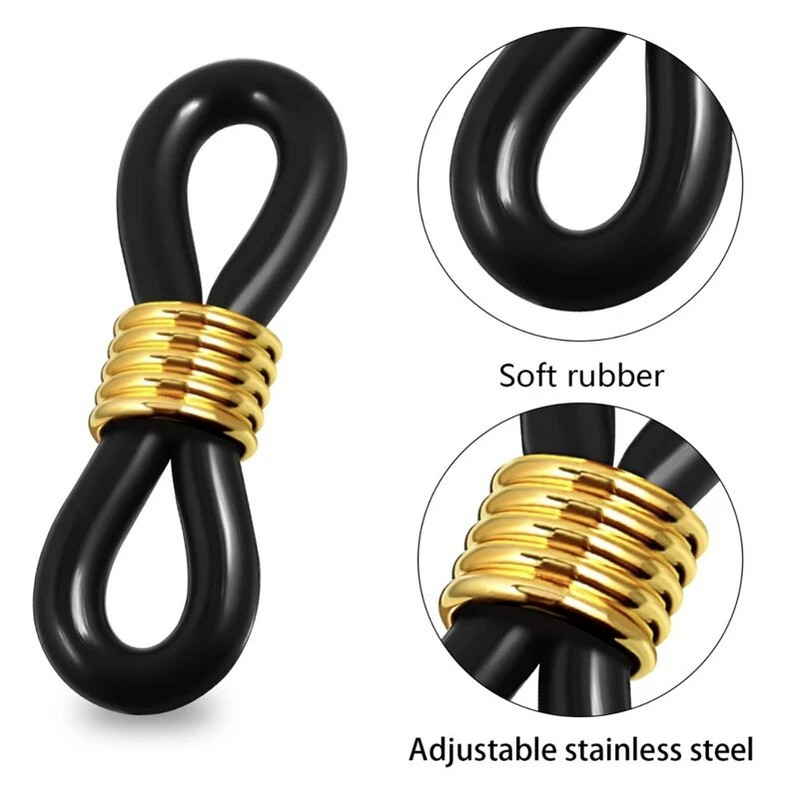 50 gab. Regulējami pretslīdes briļļu ķēžu gali, fiksators gumijas brilles gredzenu siksniņas briļļu gala savienotāji Briļļu piederumi