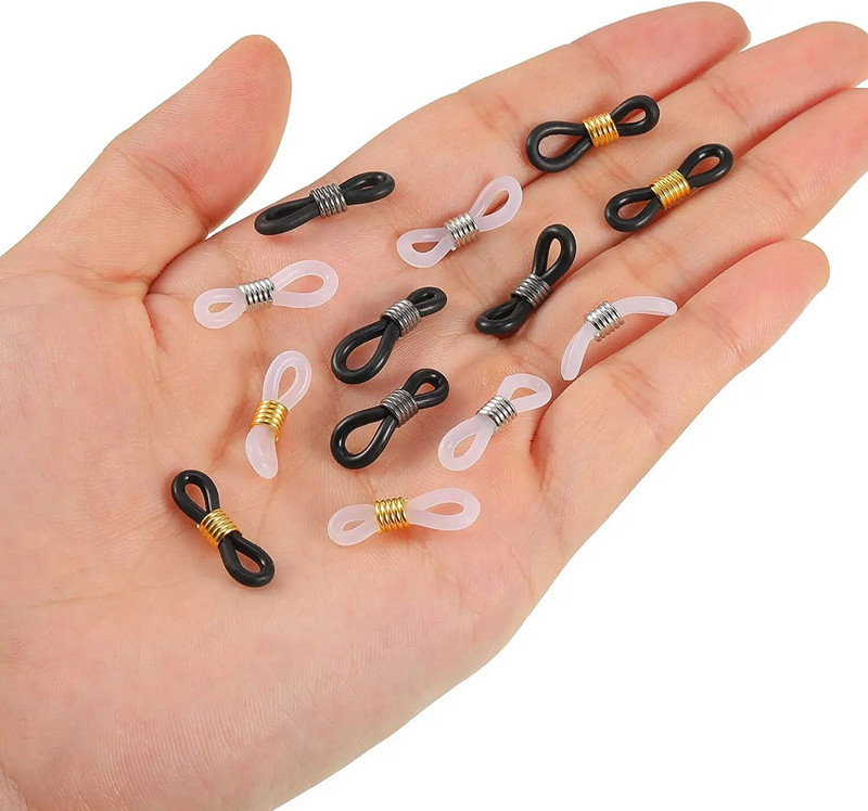 50 gab. Regulējami pretslīdes briļļu ķēžu gali, fiksators gumijas brilles gredzenu siksniņas briļļu gala savienotāji Briļļu piederumi